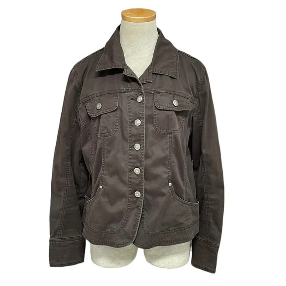 Live a Little Denim Jacket Buttons Brown Size Large L - Picture 1 of 17